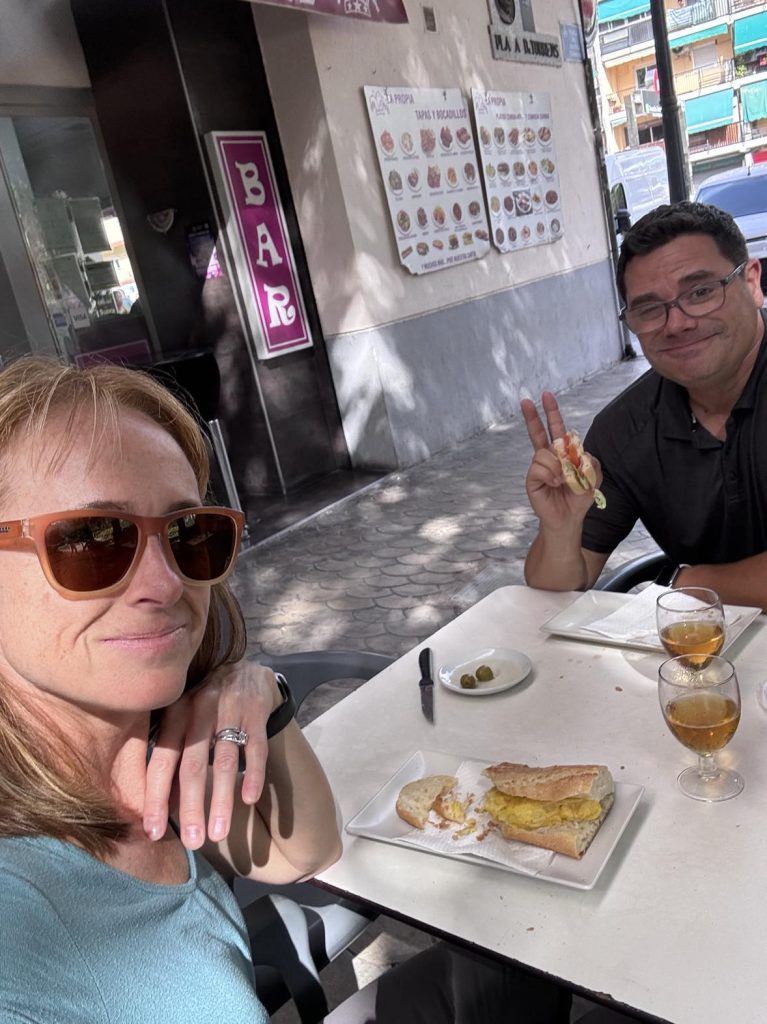 Cheryl and John Schuberth enjoying their first lunch after a move to Spain from the US.
