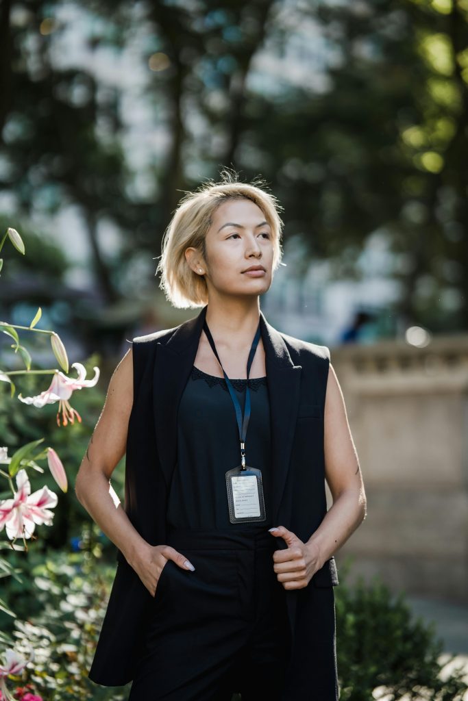 Female professional in a park